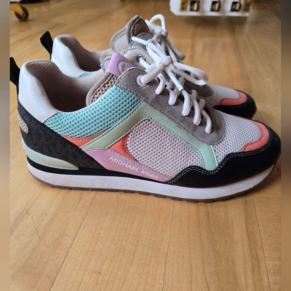 Michael Kors Women's Sneakers in Pink, Mint, and Black